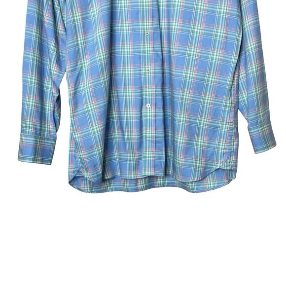 Southern Tide Mens Large Classic Fit Blue Plaid Button Down Shirt Long Sleeve - Picture 3 of 9